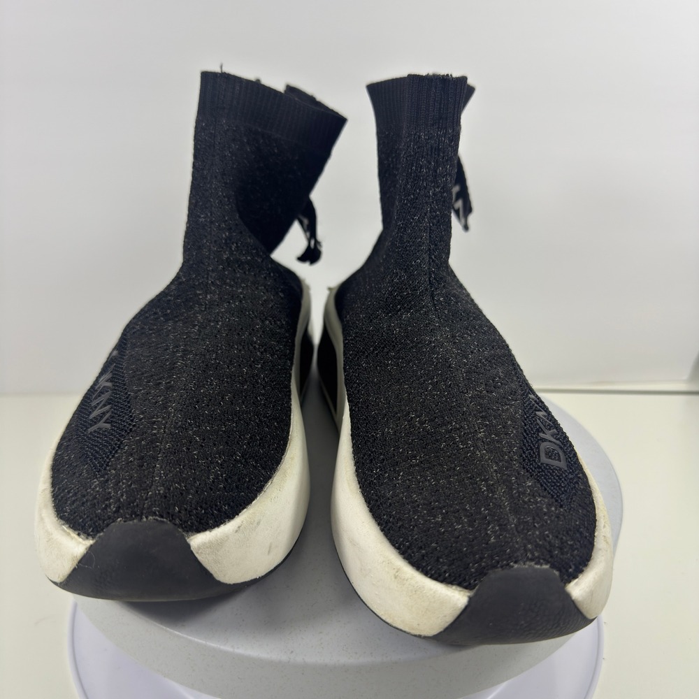 DKNY Women's Sock Sneakers High Top Black Knit Slip On Platform Size 6.5 - Picture 3 of 13